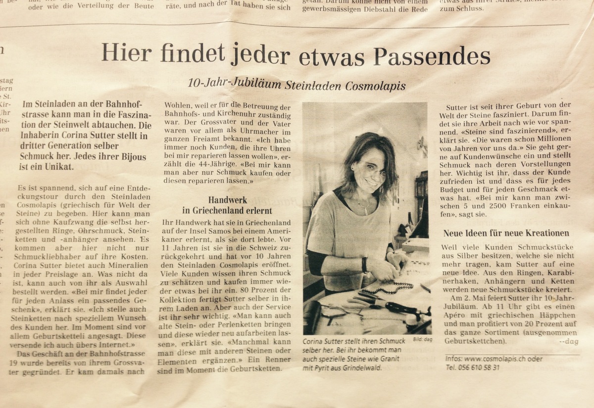 Zeitungsbericht, 10Jahre Jubiliäum